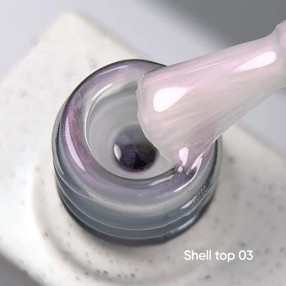 Топ NAILSOFTHENIGHT Shell top 03 жемчужный с розовой втиркой 10 мл - Фото №2