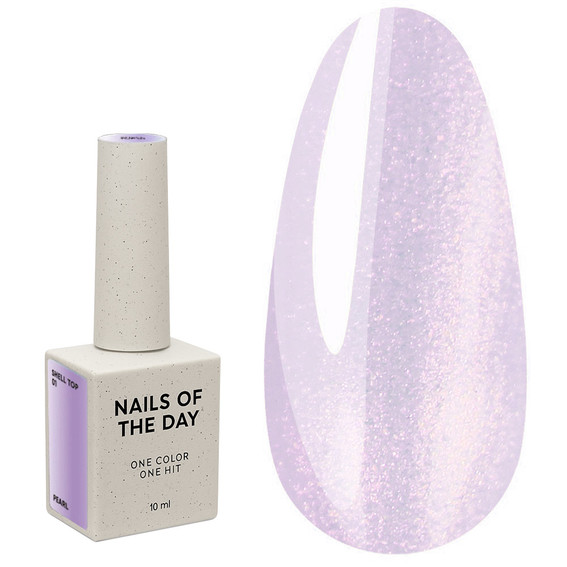Топ NAILSOFTHENIGHT Shell top 01 жемчужный с фиолетовой втиркой 10 мл - Фото №1