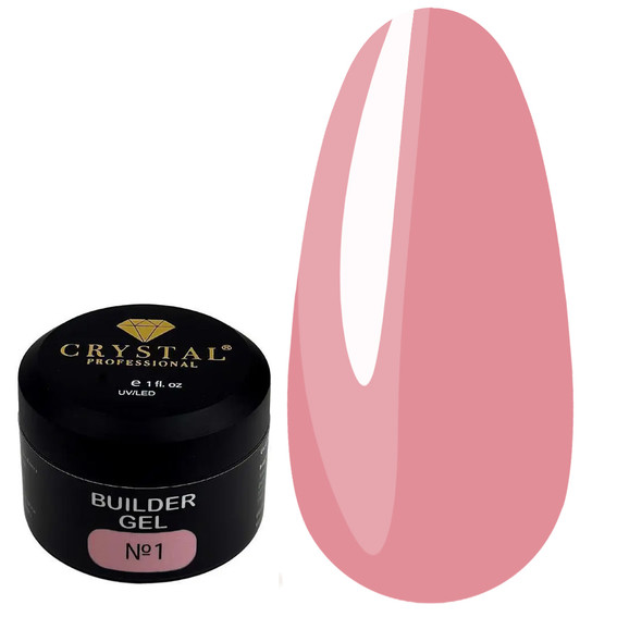 Гель для наращивания Crystal Builder Gel №1 классический розовый 15 мл - Фото №1