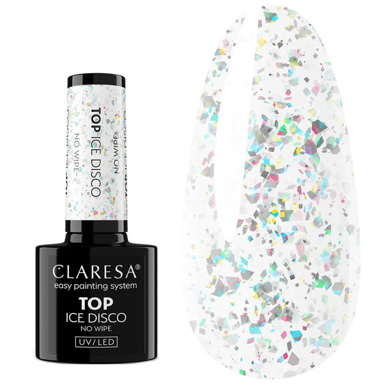 Топ для ногтей Claresa TOP NO WIPE ICE DISCO 5 г - Фото №1