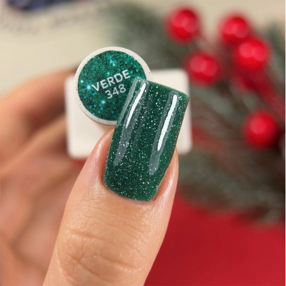 Гель-лак NAILSOFTHEDAY Gel Polish 348 Verde темно-зеленый светоотражающий 10 мл - Фото №3