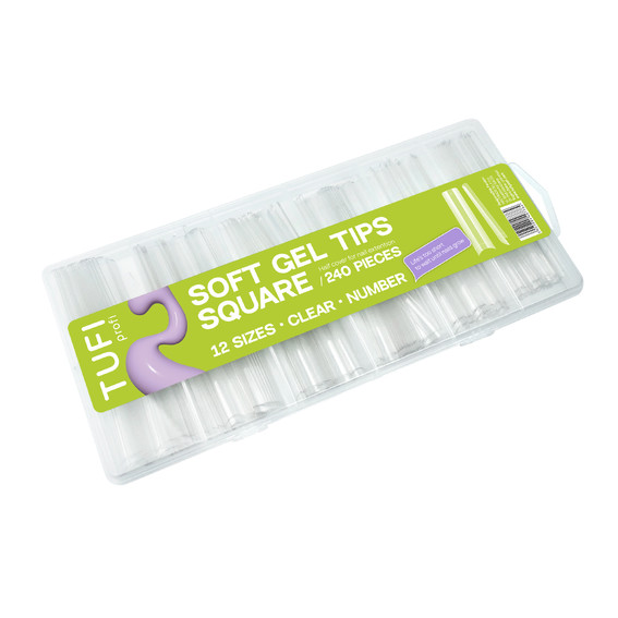Гелевые типсы TUFI profi Half Cover Soft Gel Tips Квадрат Прозрачные 240 шт (0326341) - Фото №2