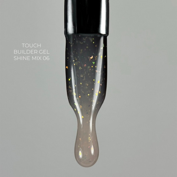 Гель для наращивания TOUCH Builder gel Shine mix 06 бежевый с поталью 15 мл - Фото №3
