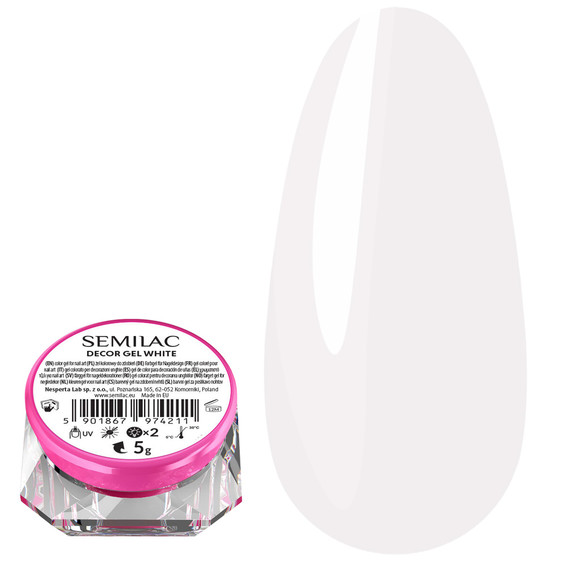 Гель-краска Semilac Decor Gel White 5 г - Фото №1