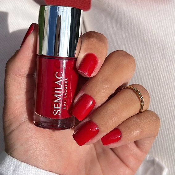 Classic nail polish Semilac Nail Lacquer 110 Classic Red 9 ml - Фото №5
