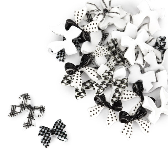 Nail art Molly Nails black and white bows 30 pcs - Фото №3