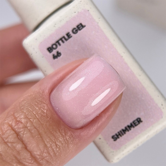 Гель NAILSOFTHEDAY Bottle gel 46 светло-розовый с шиммером 10 мл - Фото №4