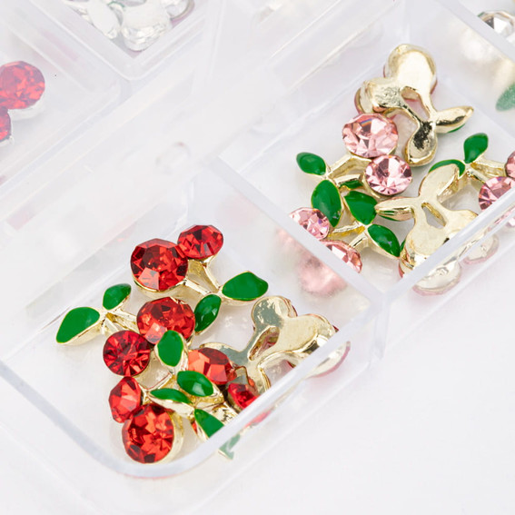 Nail art in a box cherry blossoms with zircons mixed colors 30 pcs - Фото №3
